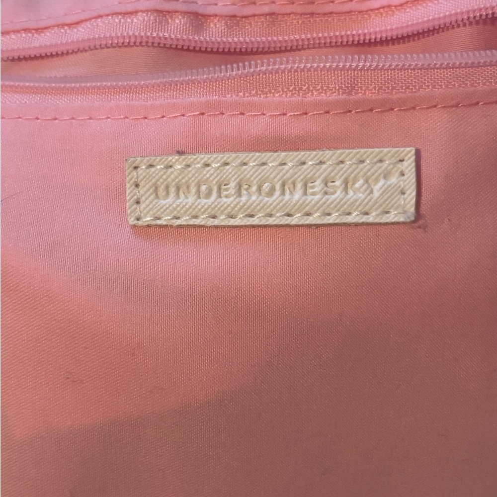 Under One Sky Pink Tie Dye Round Double Layer Cosmetic Case Makeup Train Bag - Picture 3 of 10